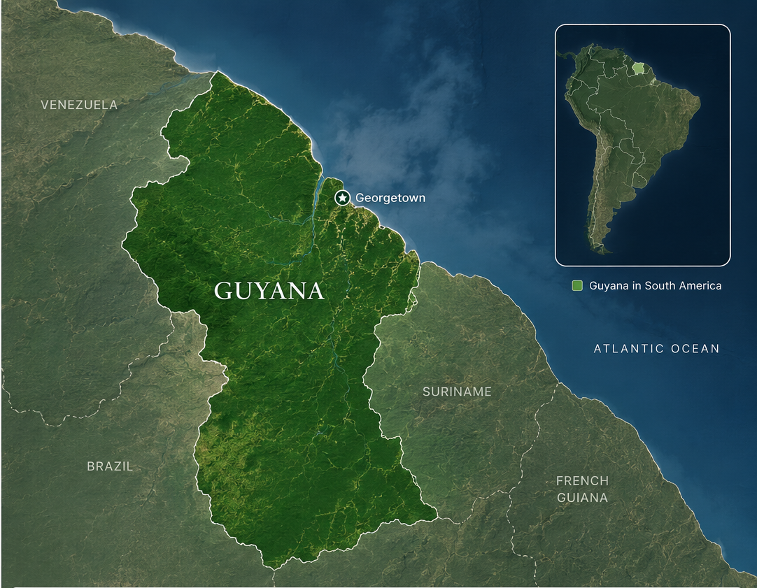 mapa guyana corto
